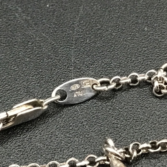 Italy 925 Sterling Silver with green Crystals Hallmarked - Picture 3 of 7